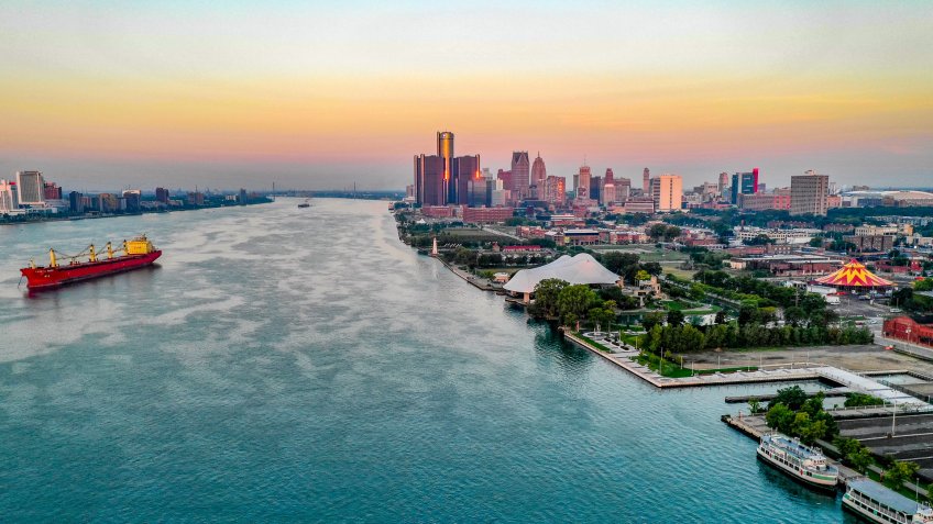 Detroit Michigan aerial photo