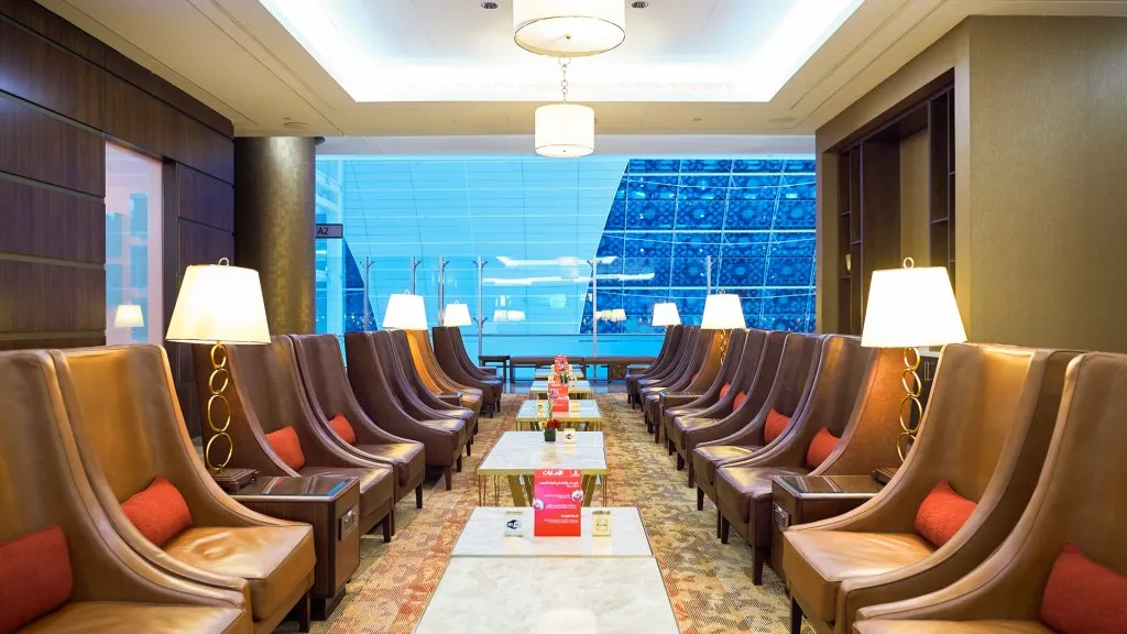 DUBAI, UAE - MARCH 31, 2015: interior of Emirates first class lounge.