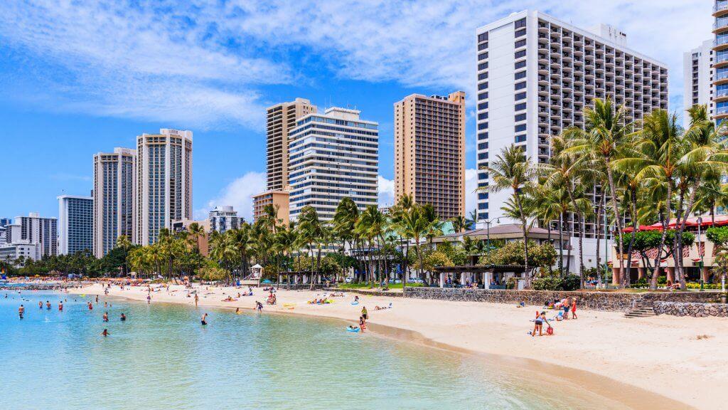 Honolulu, Hawaii. Waikiki Beach in Honolulu 