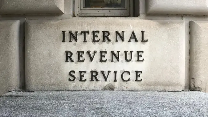 Internal Revenue Service sign on building