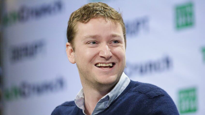 Mandatory Credit: Photo by Andrew Gombert/EPA/REX/Shutterstock (7935515c)Jon Stein Ceo and Founder of Betterment Speaks on Stage at Techcrunch Disrupt 2016 New York in Brooklyn New York Usa 10 May 2016 United States BrooklynUsa Techcrunch Disrupt New York 2016 - May 2016.
