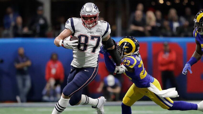 New England Patriots tight end Rob Gronkowski during Super Bowl LIII