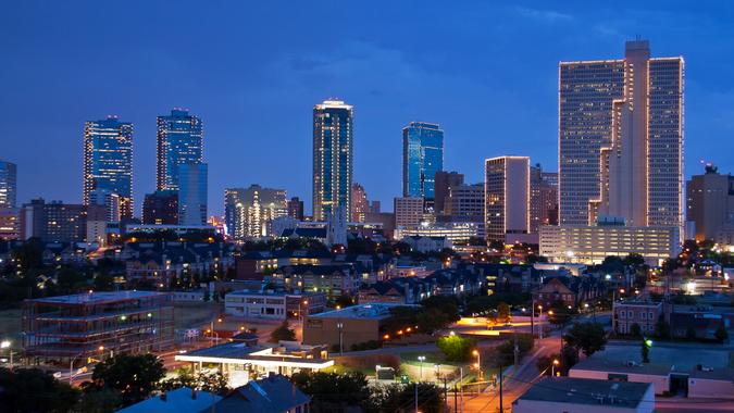 Skyline of Fort Worth Texas at night