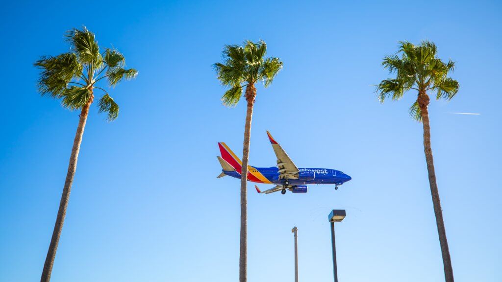 Southwest Airlines landing in Los Angeles - LAX airport