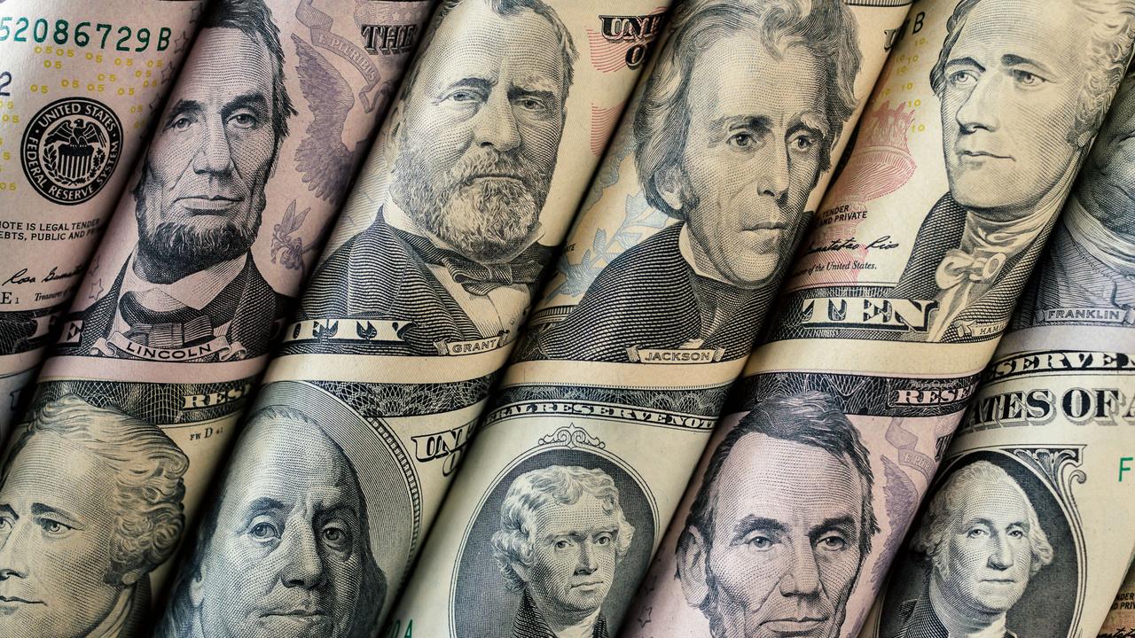 United States currency bank notes for Presidents Day