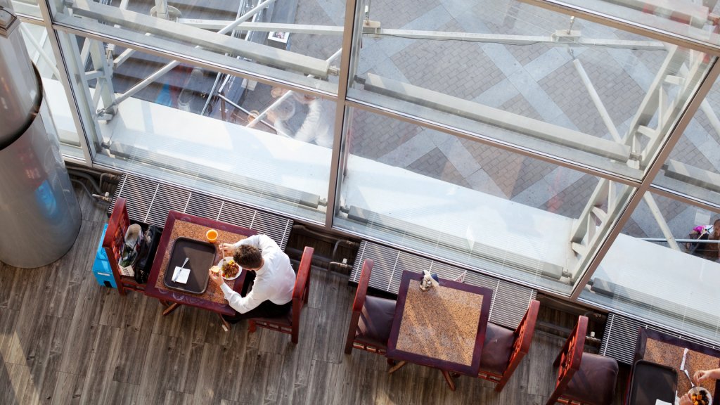 top view of airport dining lounge
