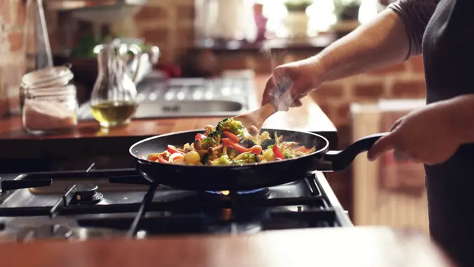 cooking vegetable stir-fry