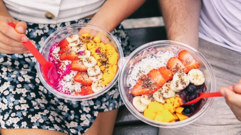 eating acai bowls