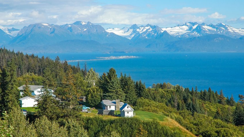 View on Homer Spit and Kachemak Bay in Alaska.