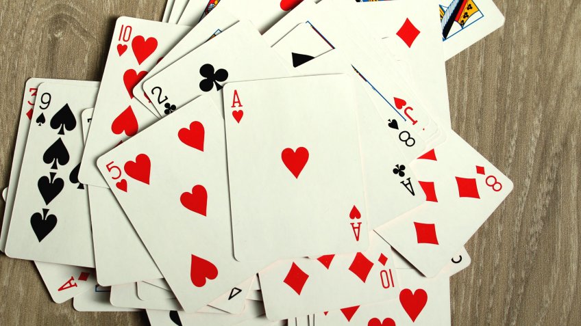 playing cards on table