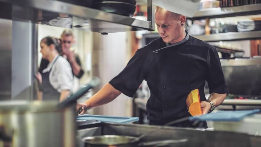 Working in an italian restaurant.