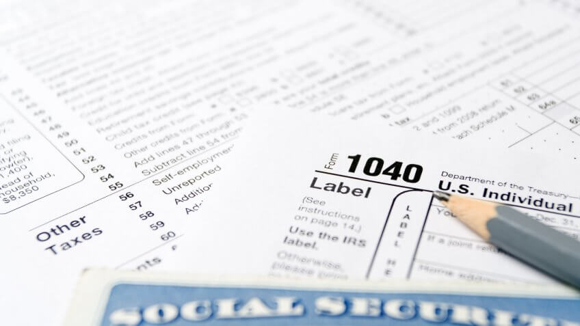 tax form 1040 with social security card