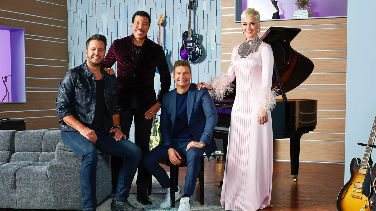 American Idol host Ryan Seacrest with judges Lionel Richie, and Luke Bryan, Katy Perry