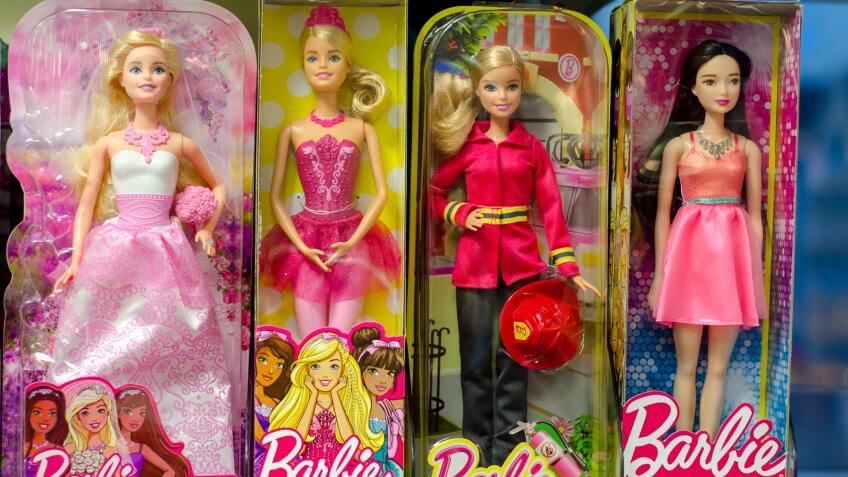 Barbie dolls ini store made by Mattel