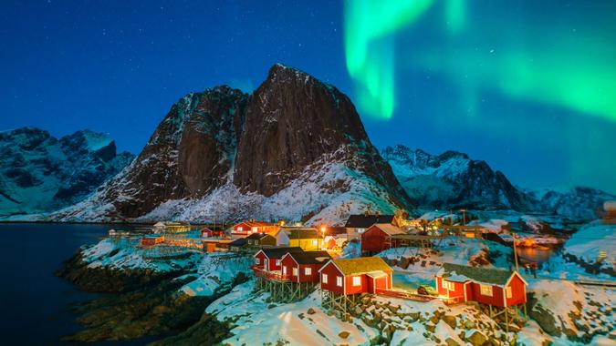 Colorful northern lights.