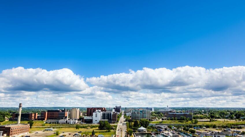 View of Erie Pennsylvania from Dobbins Landing Tower.