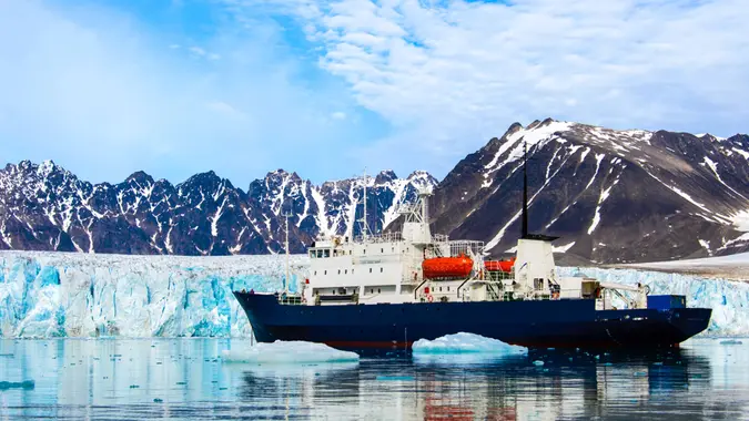 Expedition vessel in Svalbard.