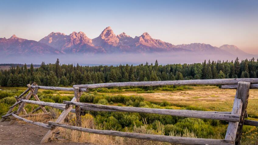 View of Grand Teton Mountains.