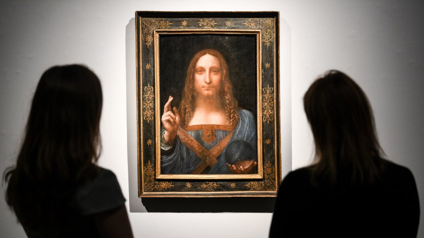 Leonardo da Vinci's Salvator Mundi painting at Christie's auction house