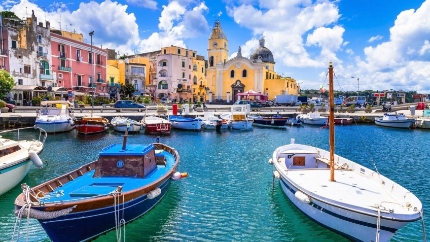 Italian holidays - cute small island Procida in Campania, Italy.