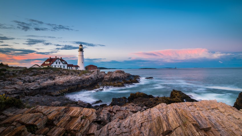 Atlantic Ocean, Lighthouse, Sea, Water, Portland - Maine.