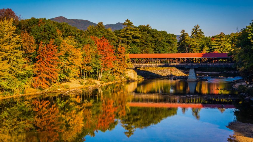 The Saco River Covered Bridge in Conway, New Hampshire.