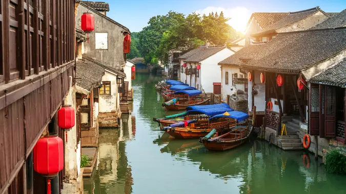 Suzhou, China is a famous water town with many ancient towns in the south of the Yangtze River.