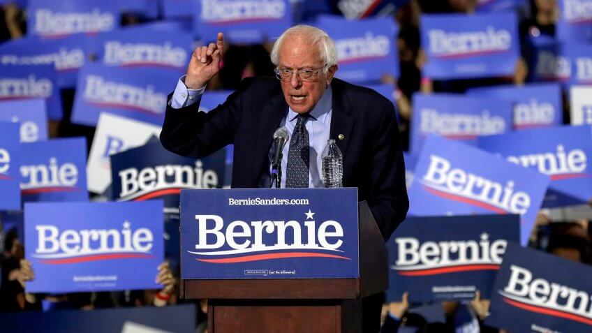 US Democratic Presidential Candidate Bernie Sander at campaign rally