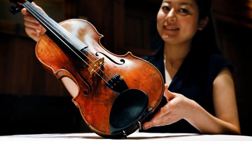 a Stradivarius violin at Sotheby's auction house