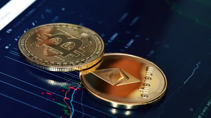 bitcoin and ethereum cryptocurrency coins