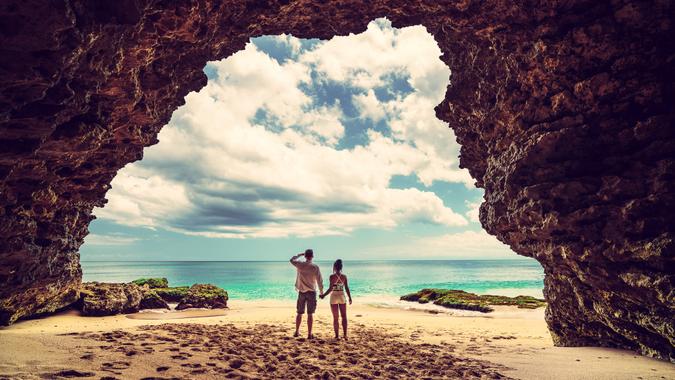 couple on Bali beach in Indonesia
