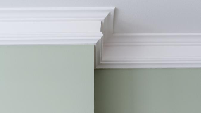Ceiling moldings in the interior Ceiling moldings in the interior, a detail of intricate corner.