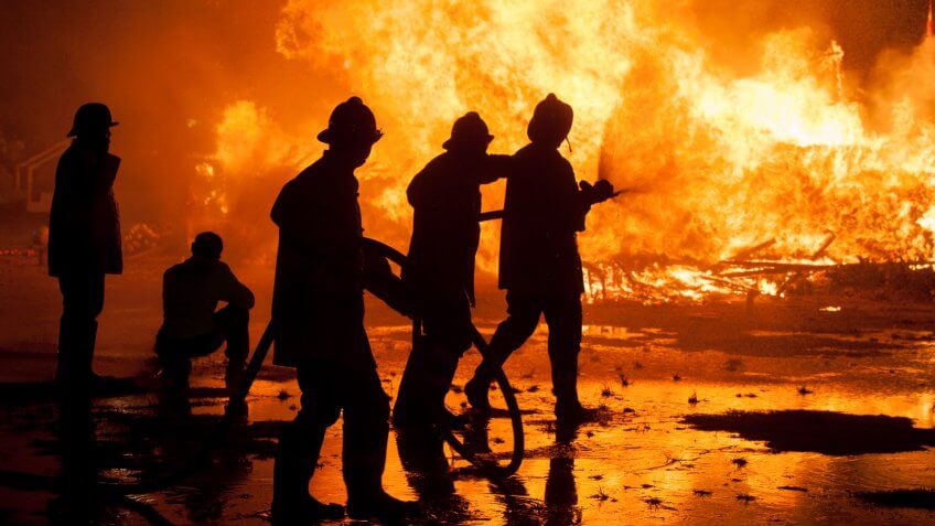 firefighters putting out a fire