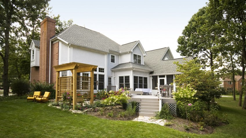 large home with large outdoor patio