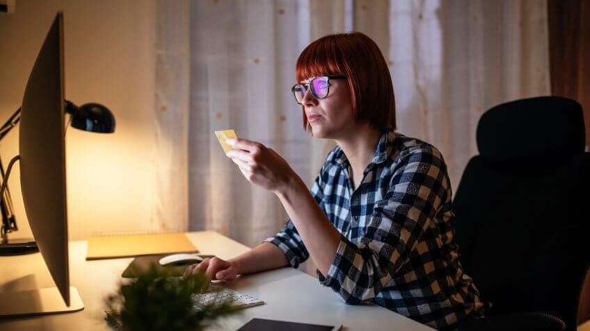 woman shopping online at home