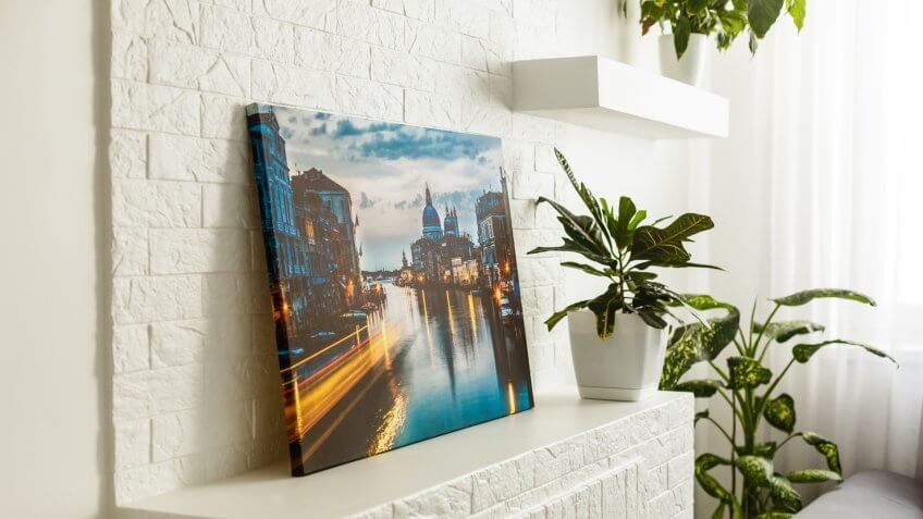 photographic print on canvas in living room