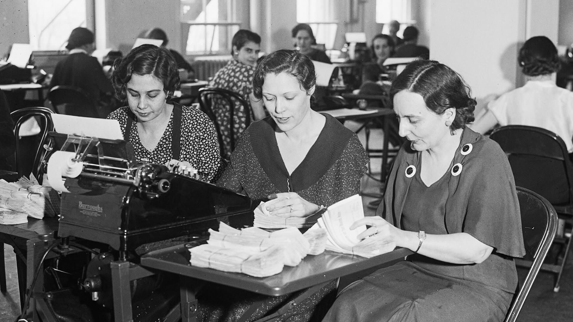 women working in an office in 1933