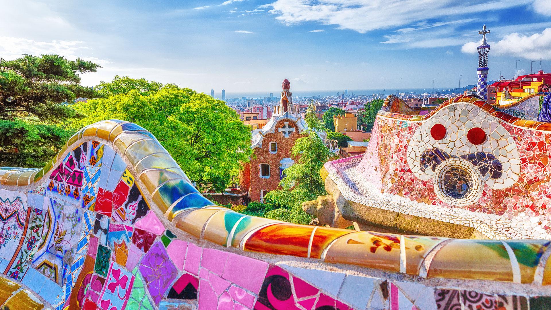 Antonio Gaudi Park Guell in Barcelona Spain