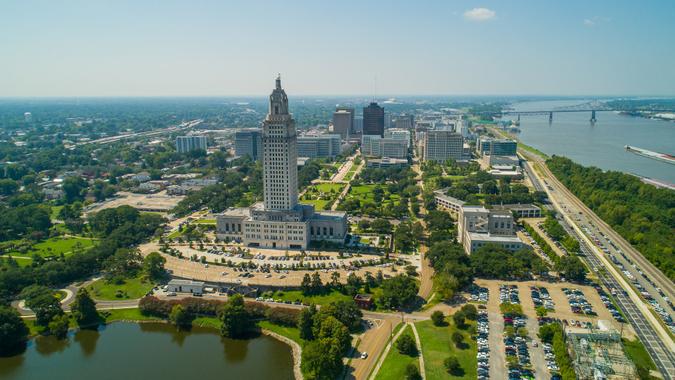 Aerial photo Downtown Baton Rouge Louisiana USA.