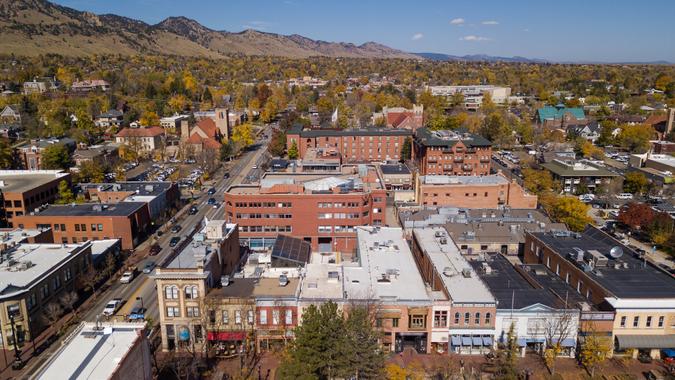 Boulder Colorado Aerial view of Boulder, Colorado.