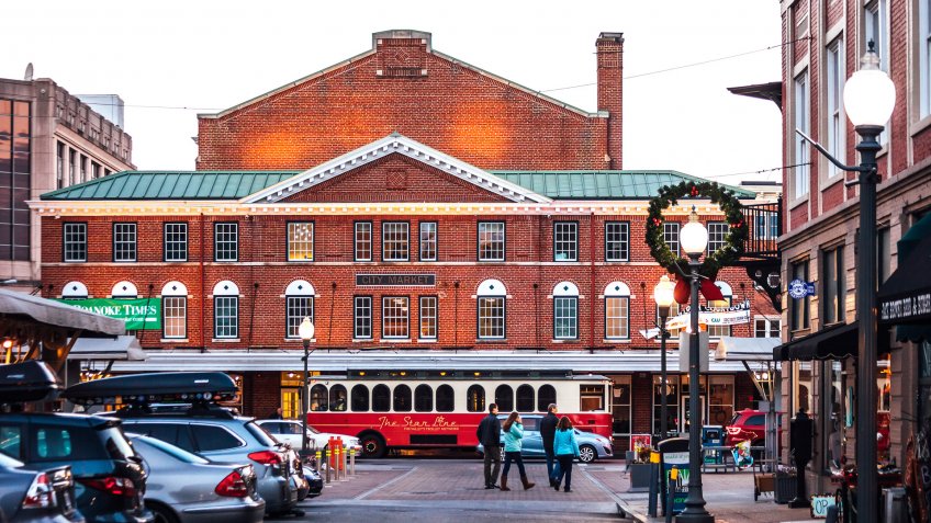 City Market building in historic district in Roanoke Virginia