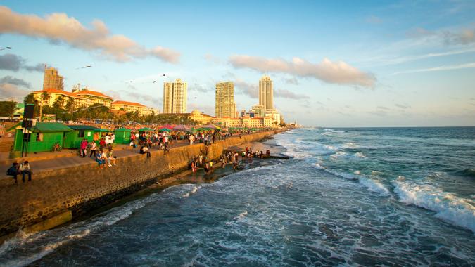 Galle Face Green ocean view in Colombo Sri Lanka