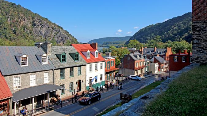 Harper's Ferry, West Virginia, USA - October 7, 2018 - View of High Street and Lower Town.