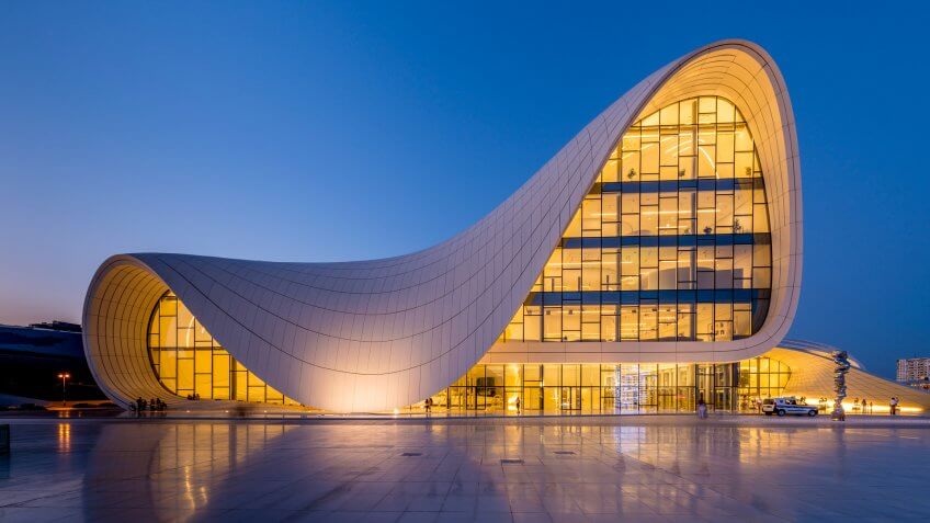 Heydar Aliyev Center designed by Zaha Hadid female architect