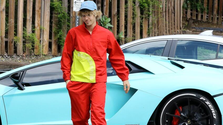 Justin Bieber and his Lamborghini Aventador coupe