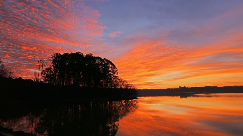 Sunrise at Lake Crabtree County Park, Morrisville, NC.