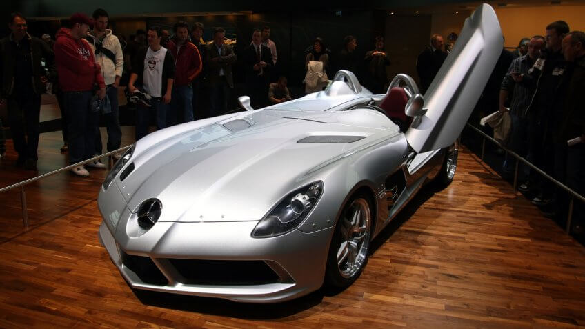 GENEVA - MARCH 6: Mercedes-Benz McLaren SLR Stirling Moss, a 650hp sport car manufactured in limited edition on display in the 79th International Motor Show Palexpo-Geneva on March 6, 2009.
