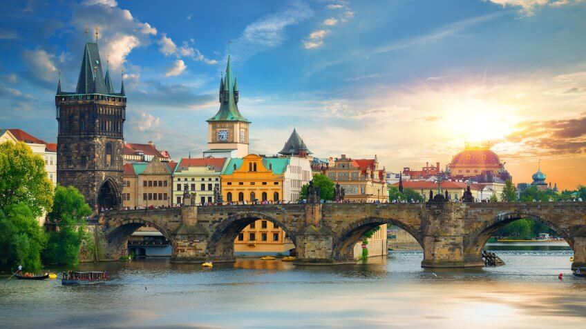 Tha Charles Bridge in Prague at summer day - Image.