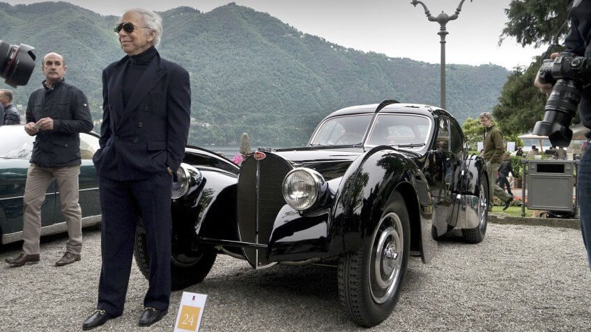Ralph Lauren and his Bugatti Type 57SC Atlantic automobile