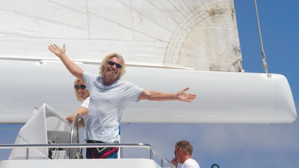 Photo by Ingrid Abery/REX/Shutterstock Sir Richard Branson on his 105ft catamaran Necker Belle, Tortola, British Virgin Islands Sir Richard Branson's 105ft Catamaran Necker Belle, Tortola, British Virgin Islands - 03 Apr 2011